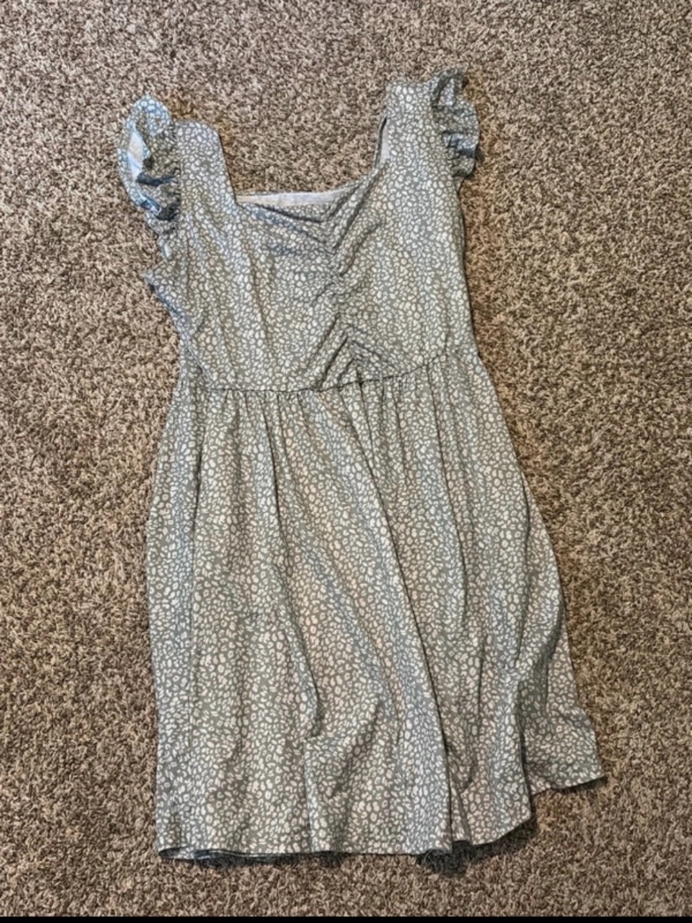 Girls Blue Floral Ruffle Sleeve Dress
